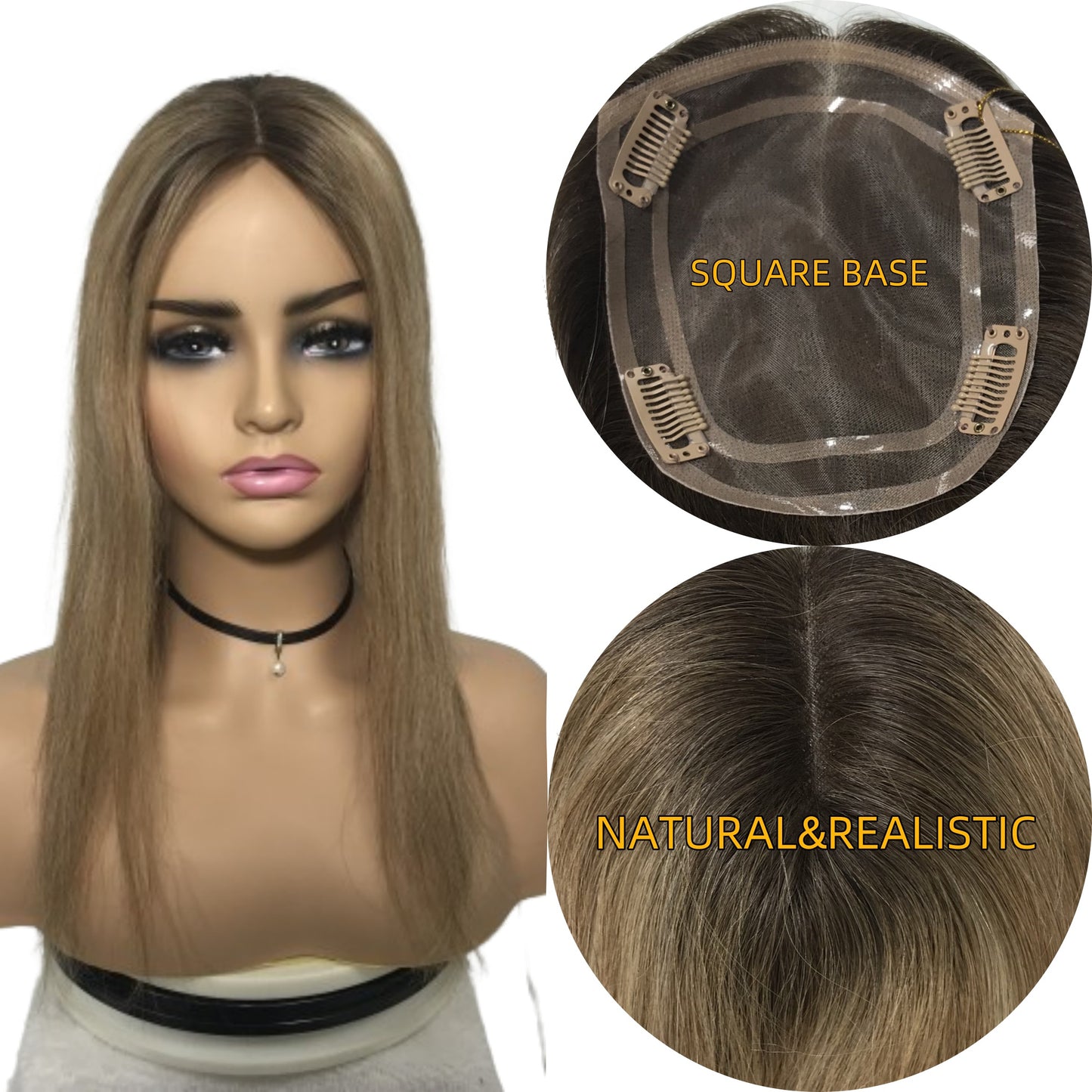 RAW HAIR PIECES FOR WOMAN CLIP IN SQUARE MONO TOPPER