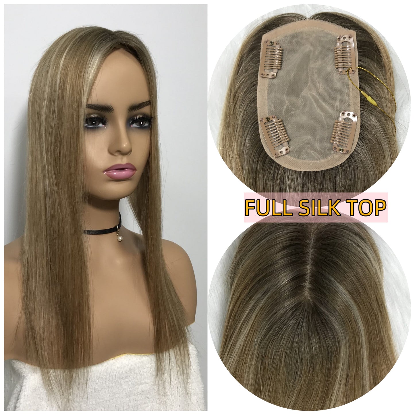 3“x5” WOMEN 100% HUMAN HAIR SILK TOP BASE TOPPER