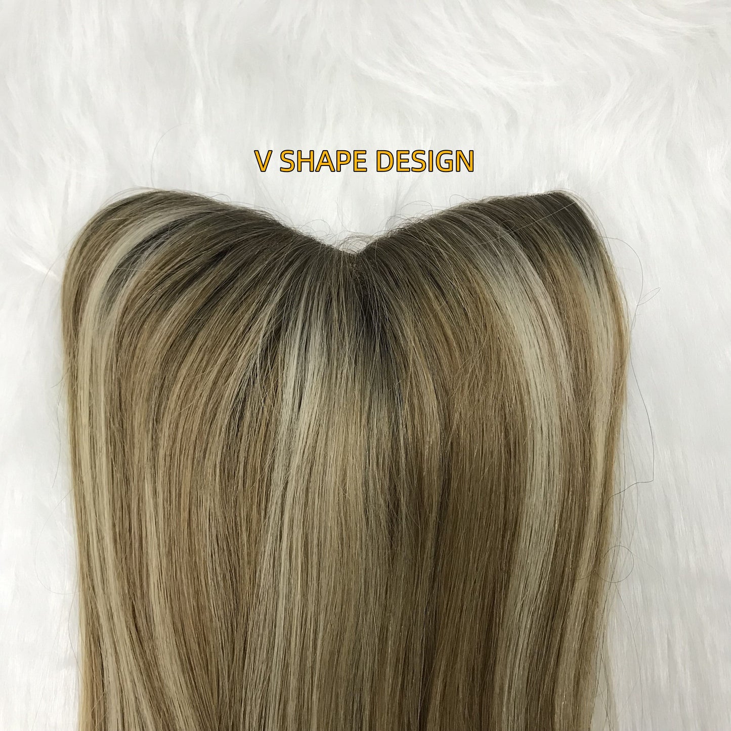 4*7 HUMAN HAIR PIECE CLIP IN V SHAPE MONO BASE TOPPER