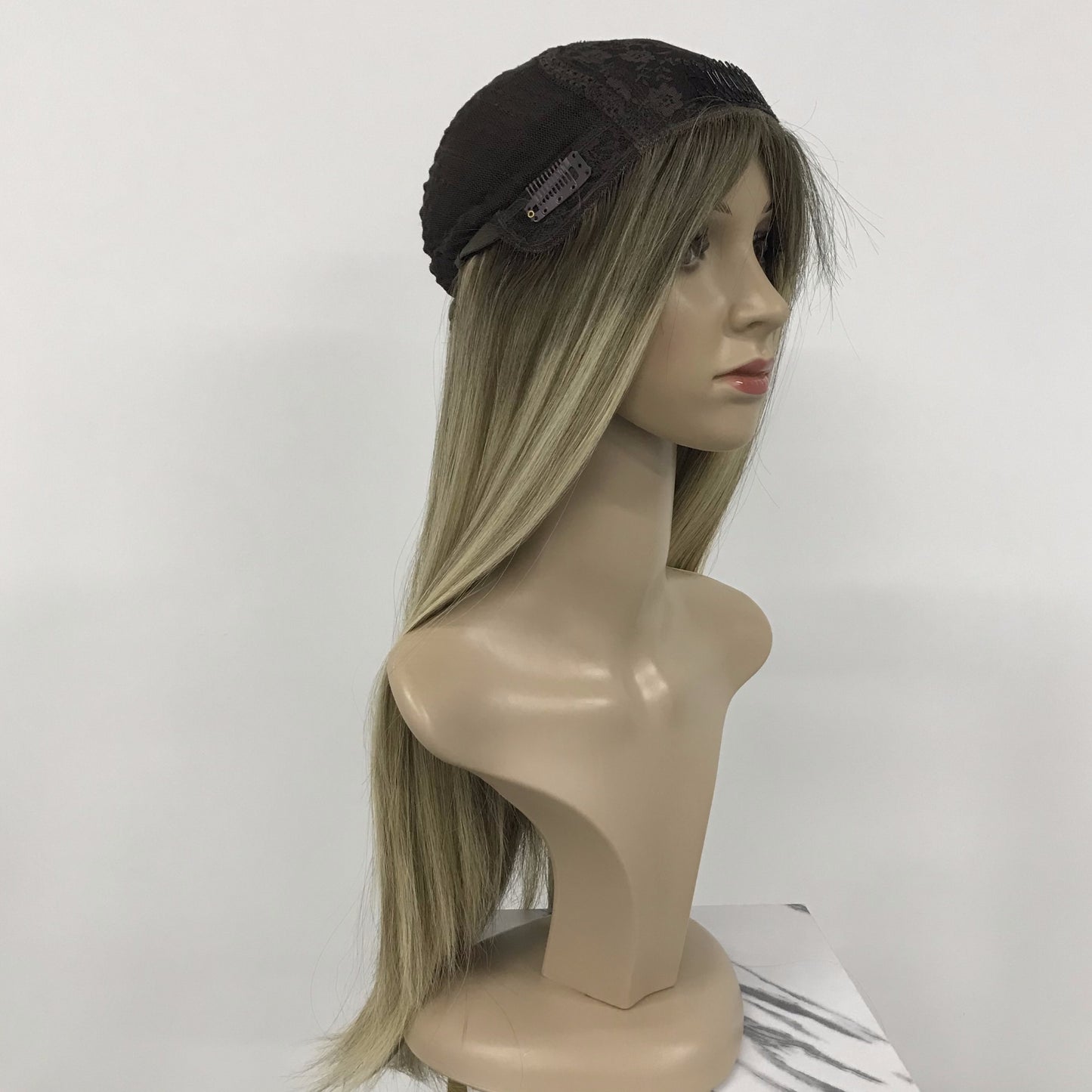WHITE WOMEN 4"*4" HAIR LOSS KOSHER SILK WIG