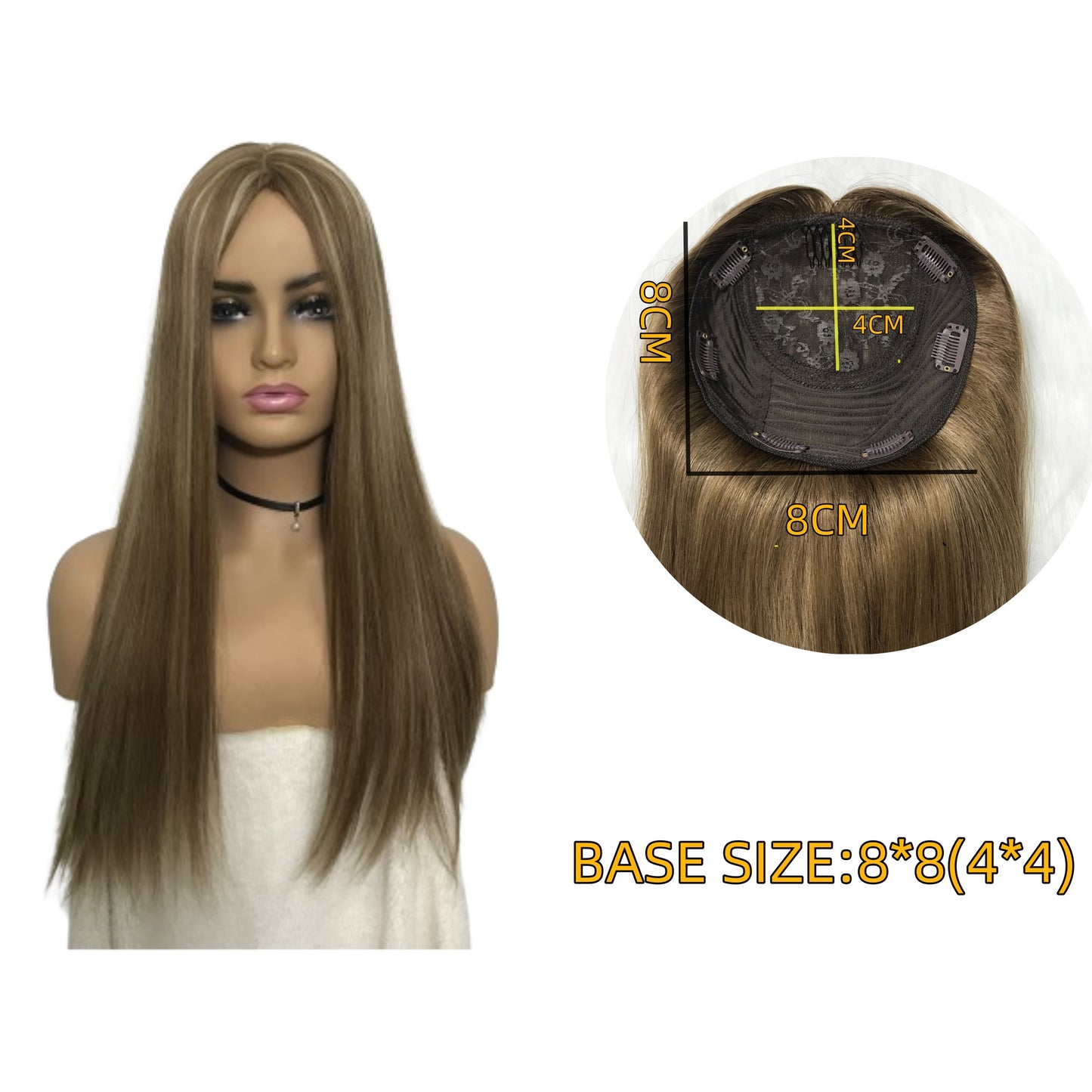 Human Natural Hairpiece 100% Silk Injection Jewish Hair Topper