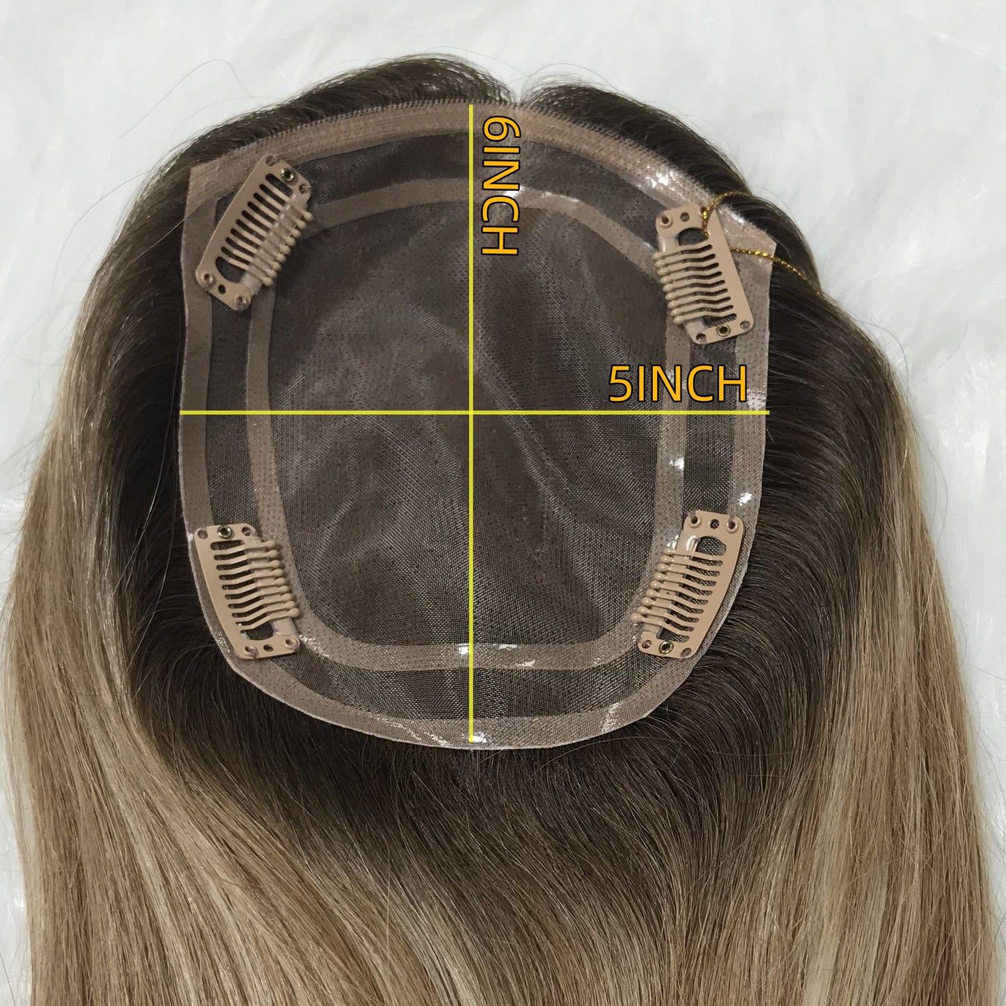 RAW HAIR PIECES FOR WOMAN CLIP IN SQUARE MONO TOPPER