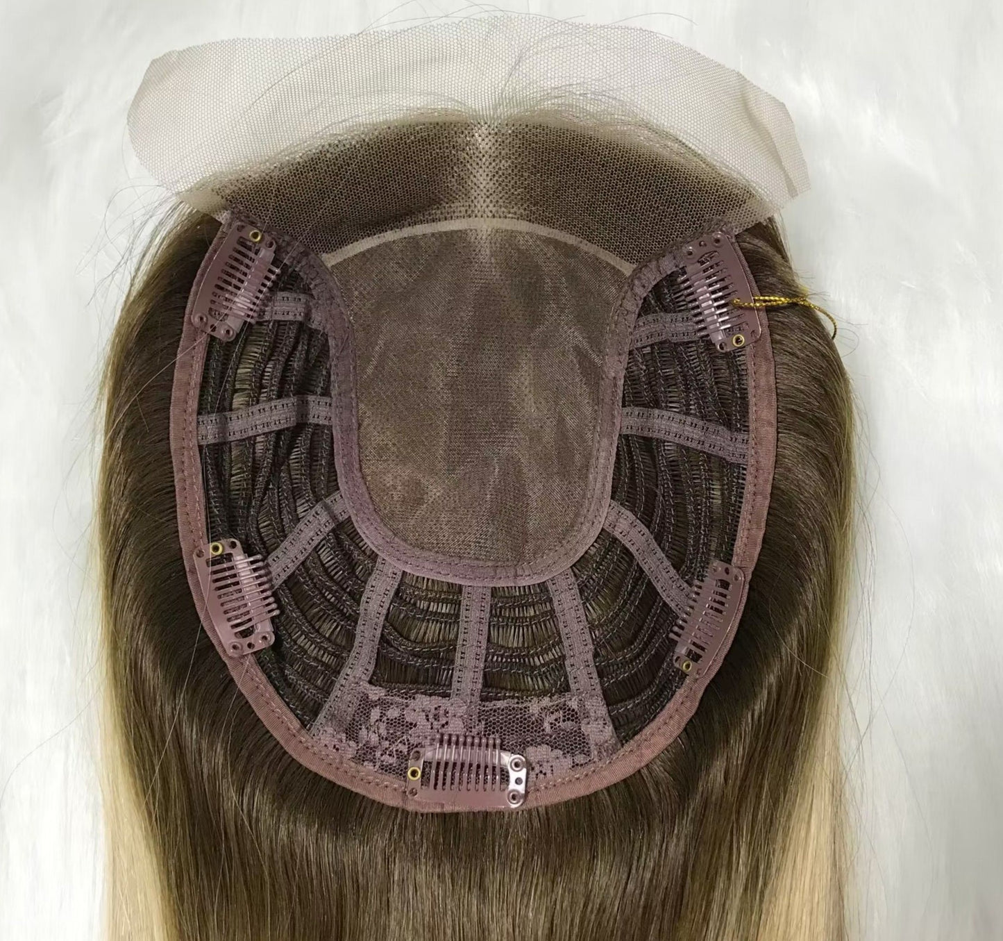 HUMAN HAIR PIECES CLIP IN LACE FRONT MONO TOPPER