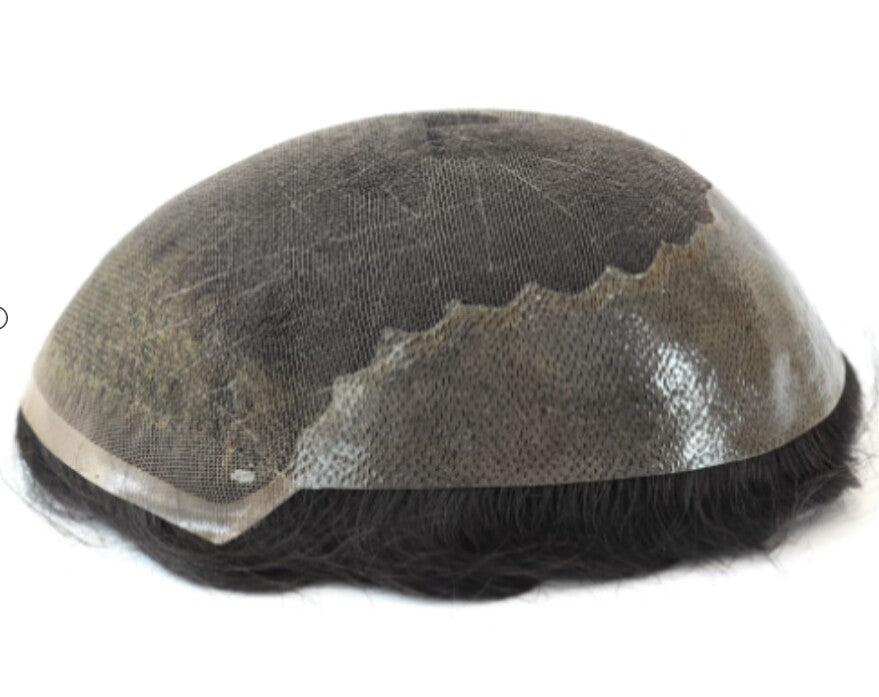 French Lace Front Poly Skin Back Q6 Hair Replacement Systerm