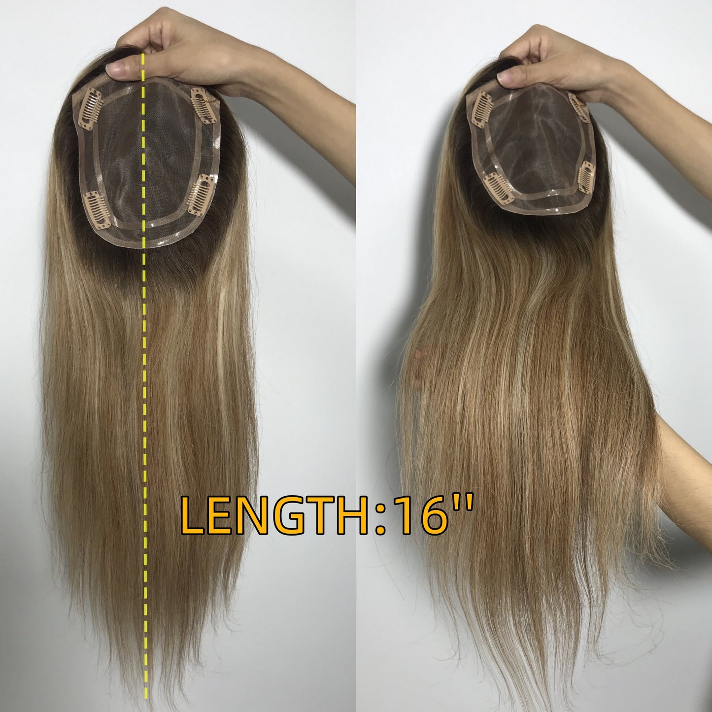 RAW HAIR PIECES FOR WOMAN CLIP IN SQUARE MONO TOPPER