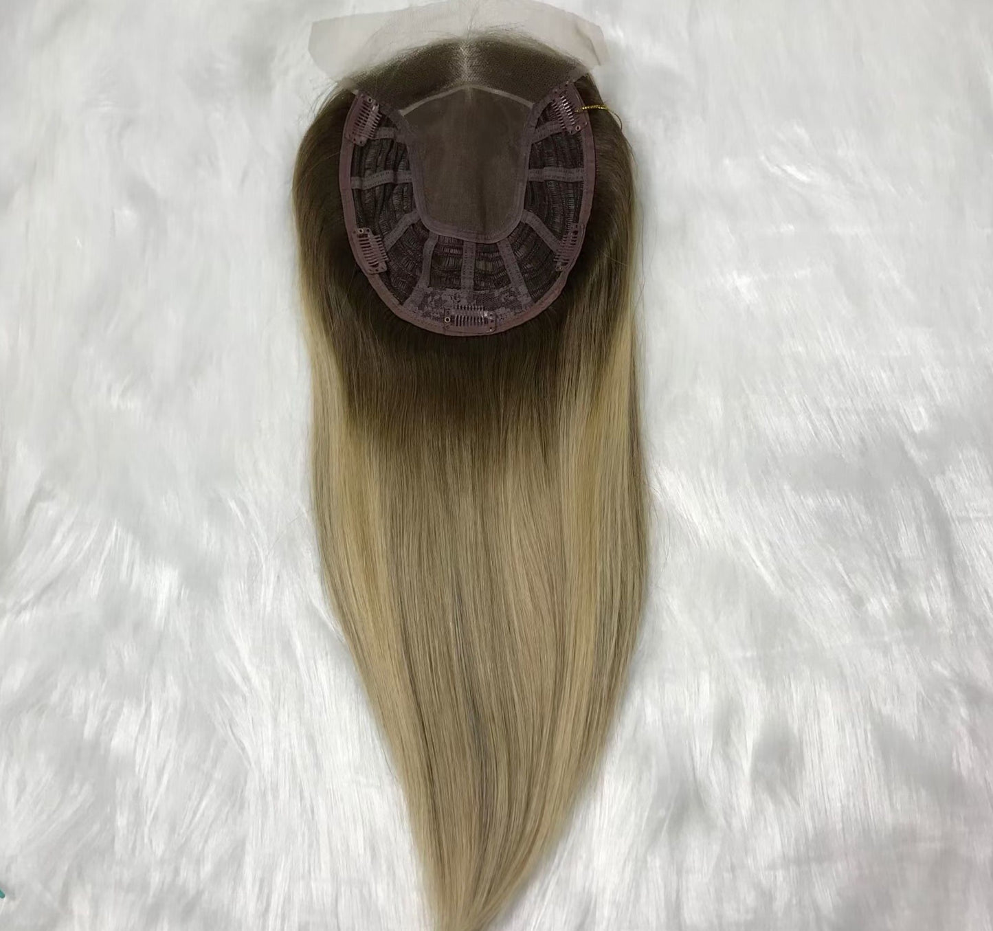 HUMAN HAIR PIECES CLIP IN LACE FRONT MONO TOPPER