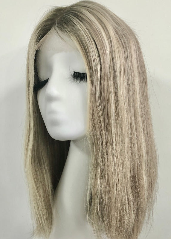 SEASON 16" Full Handmade Silicon Wig with HD Swiss Lace Front 613-20_18 Ombre Human Hair