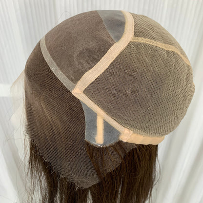 Mono Top Full Handmade Transparent Lace Front Straight Human Hair Wigs For Women