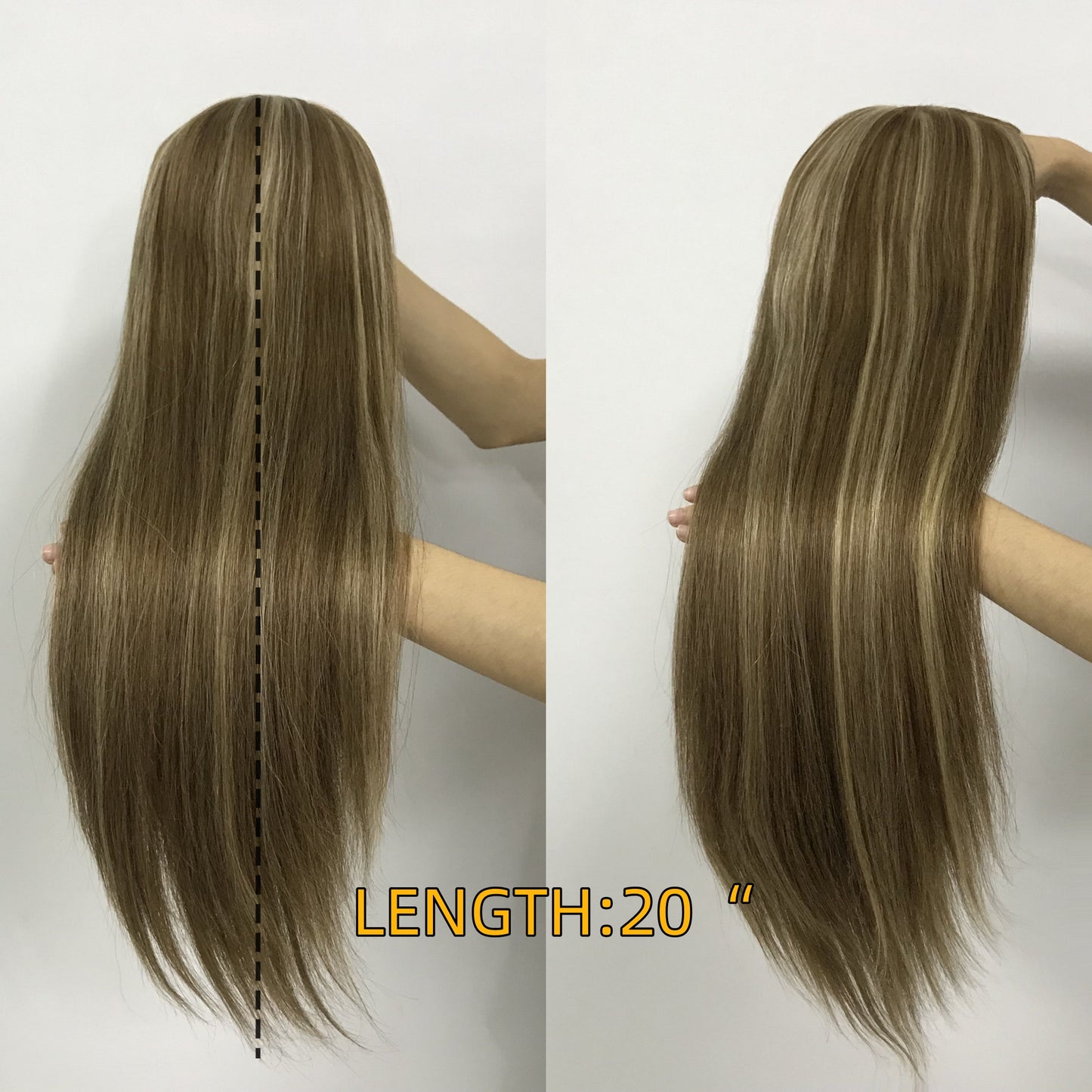 Human  Natural Hairpiece 100% Silk Injection Jewish Hair Topper