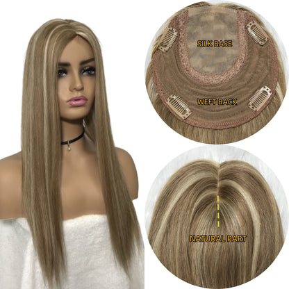 NATURAL  WEFT BACK TOP  SILK WOMEN'S HAIR BASE TOPPER