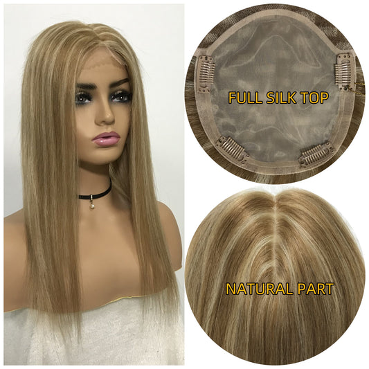 6*6.5 WOMEN 100% HUMAN HAIR LACE FRONT SILK TOP BASE TOPPER