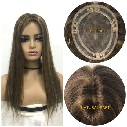 NATURAL  WOMEN WITH THINNING HAIR MONO HAIR TOP TOPPER