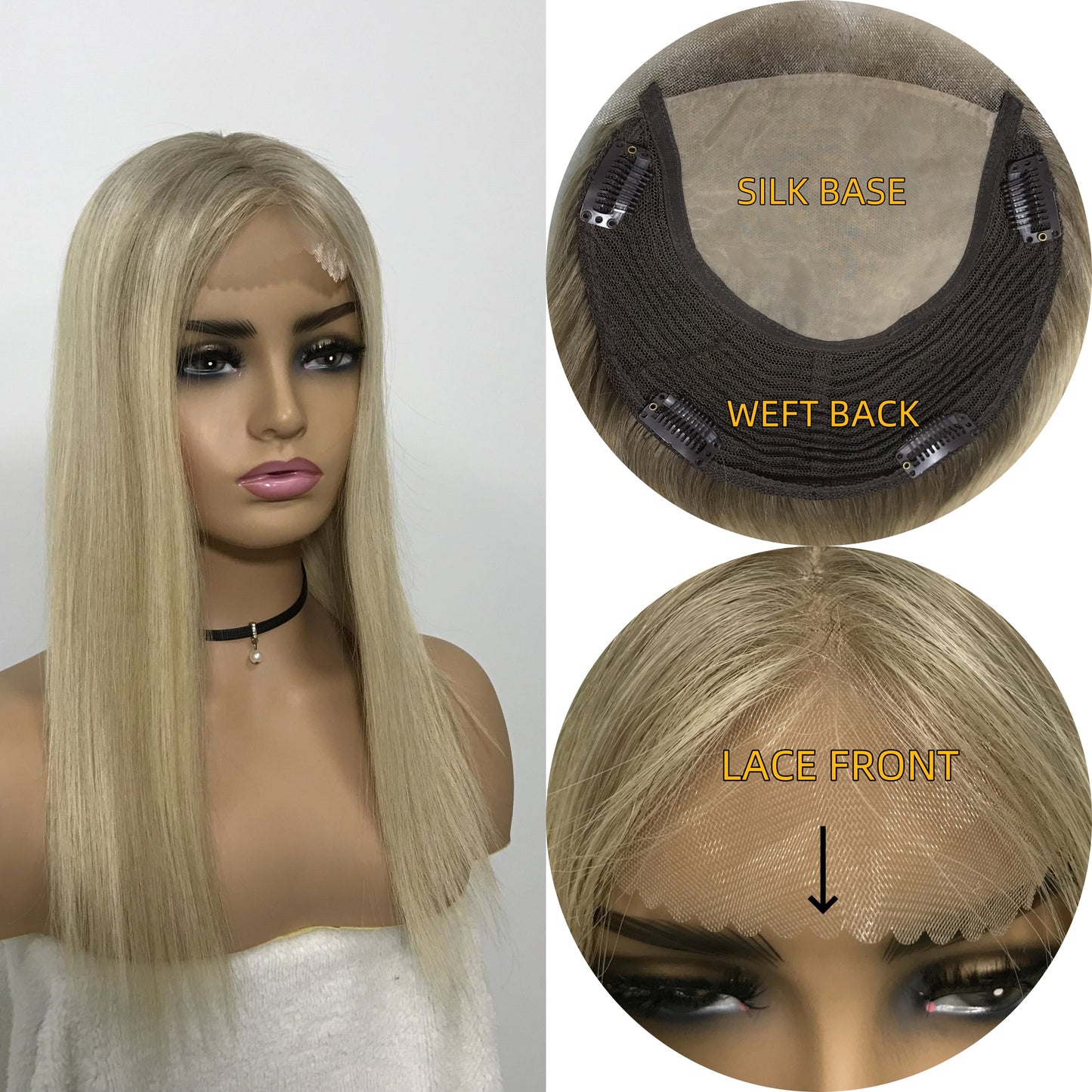 LACE FRONT WITH WEFT BACK FOR WOMEN SILK BASE HAIR TOPPER