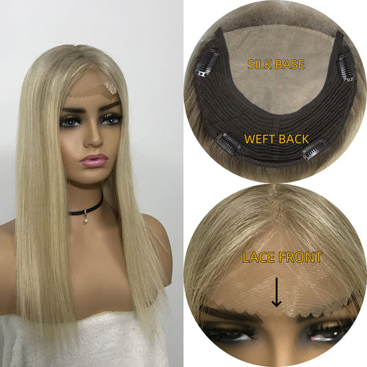 LACE FRONT WITH WEFT BACK FOR WOMEN SILK BASE HAIR TOPPER