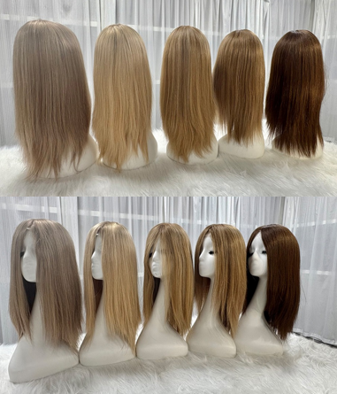 Mono Top Weft Back Hard Lace Front 18‘’ Straight Human Hair Wigs For Women