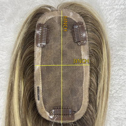 3"*6"  HUMAN CLIP IN HAIR MONO BASE TOPPER