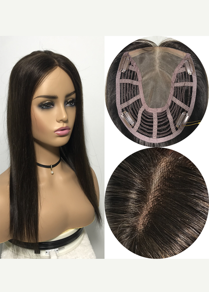 WEFT BACK WOMEN'S REAL HAIR TOP  MONO TOPPER