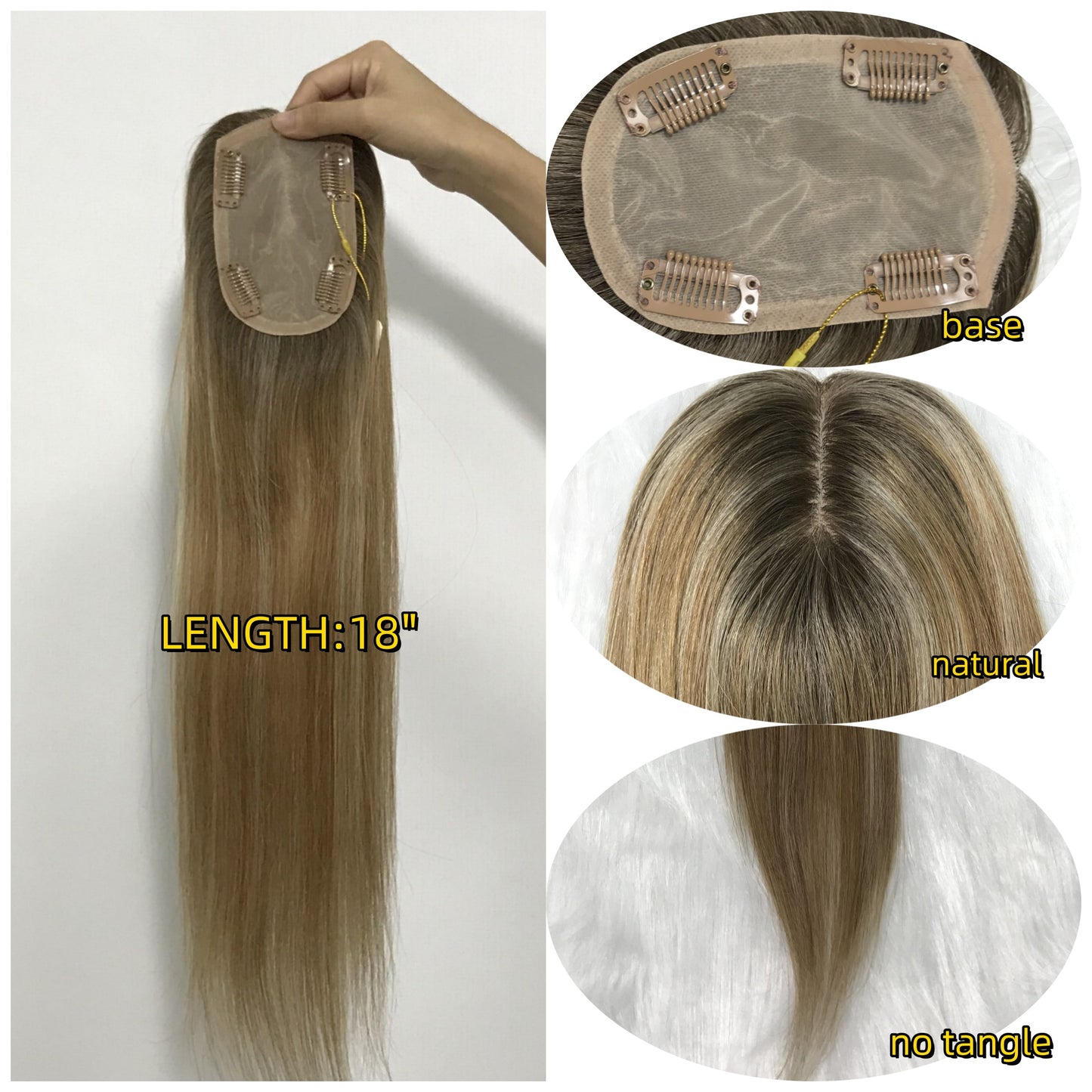 3“x5”  WOMEN 100% HUMAN HAIR SILK TOP BASE TOPPER