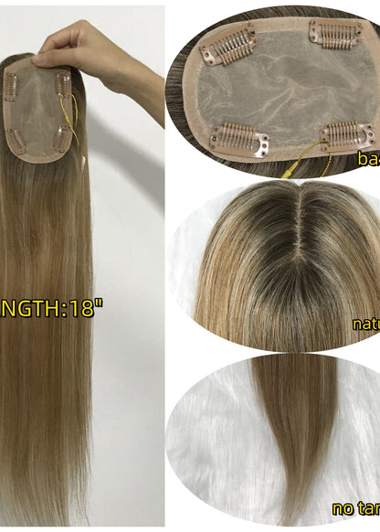 3“x5”  WOMEN 100% HUMAN HAIR SILK TOP BASE TOPPER