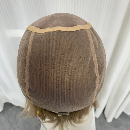 Mono Top Full Handmade Soft Lace Front 12‘’ Short  Human Hair Wigs For Women