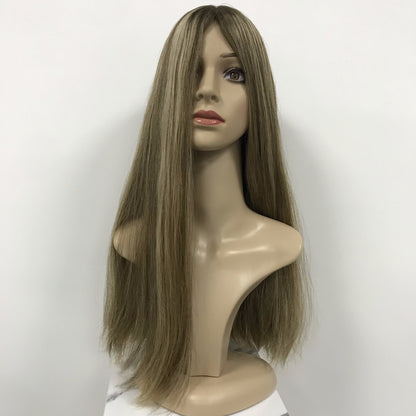 WHITE WOMEN 4“*4”SILK TOP HAIR LOSS KOSHER WIG