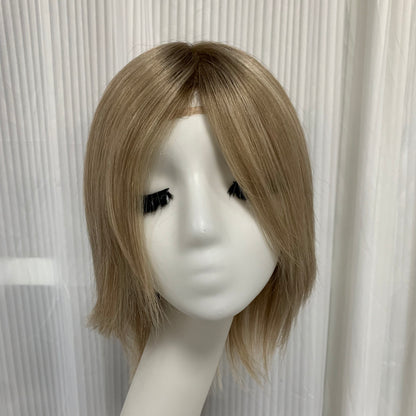 Mono Top Full Handmade Soft Lace Front 12‘’ Short  Human Hair Wigs For Women