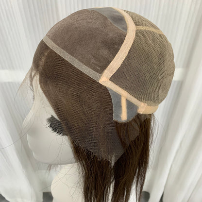 Mono Top Full Handmade Transparent Lace Front Straight Human Hair Wigs For Women