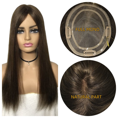 5.5''*6'' REAL HUMAN PIECES FOR  THINNING HAIR TOP MONO TOPPER