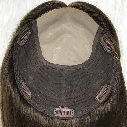 NATURAL  SCALP WEFT BACK TOP  SILK BASE HUMAN HAIR TOPPER