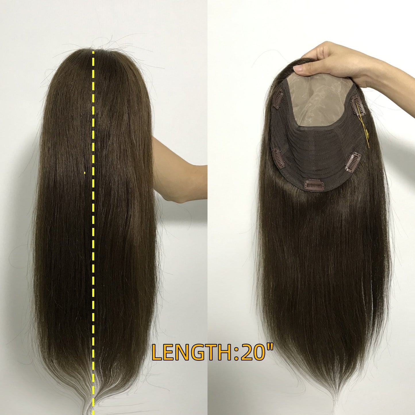 NATURAL  SCALP WEFT BACK TOP  SILK BASE HUMAN HAIR TOPPER