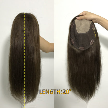 NATURAL  SCALP WEFT BACK TOP  SILK BASE HUMAN HAIR TOPPER