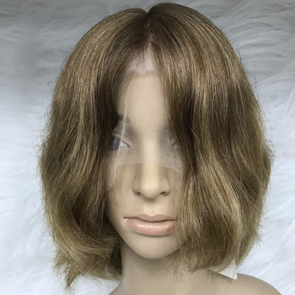 SILK TOP WIG LACE FRONT WHITE WOMEN EUROPEAN SHORT HAIR