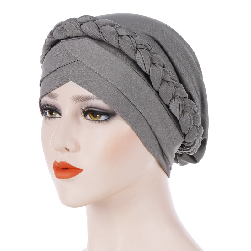 Muslim Turbans African Soft Headwrap Pleated Braid Headscarf  Beanie Doughnut Hat Headwraps Knotted Pullover Turban for Ladies