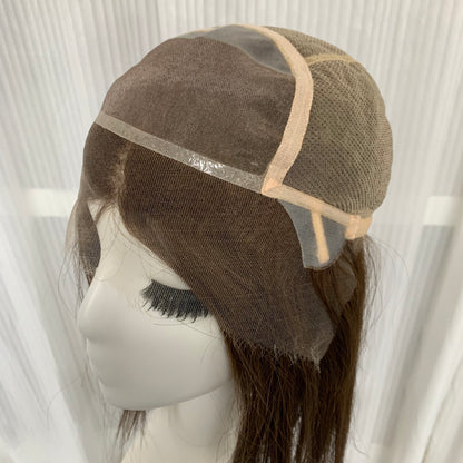 Mono Top Full Handmade Hard Lace Front Straight Human Hair Wigs For Women