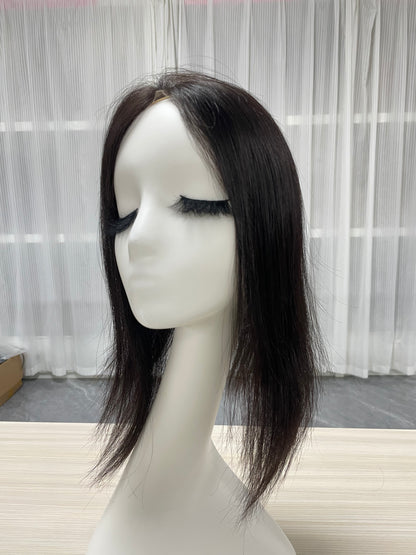 Lace Hair Line Human Hair Topper 12" #NB  TENLON-AA 80% Density Secure Clips For Women Hair Thinning