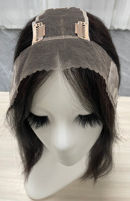Lace Hair Line Human Hair Topper 12" #NB  TENLON-AA 80% Density Secure Clips For Women Hair Thinning