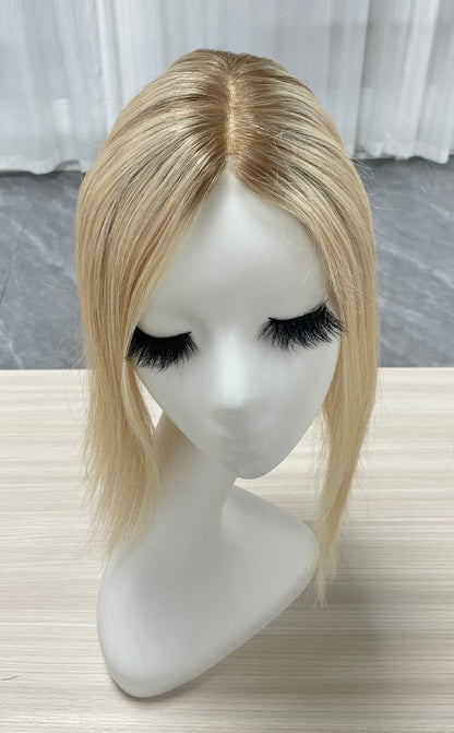 Lace Hair Line Topper 12" #16/60 Blonde TENLON-AA Human Hair Topper 80% Density For Thinning Crown