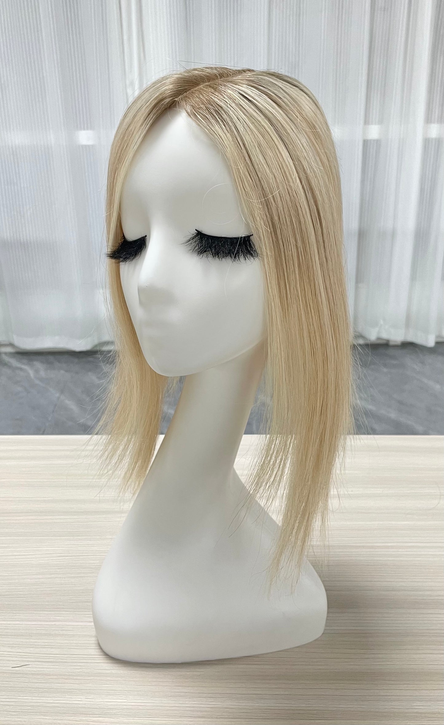 Lace Hair Line Topper 12" #16/60 Blonde TENLON-AA Human Hair Topper 80% Density For Thinning Crown