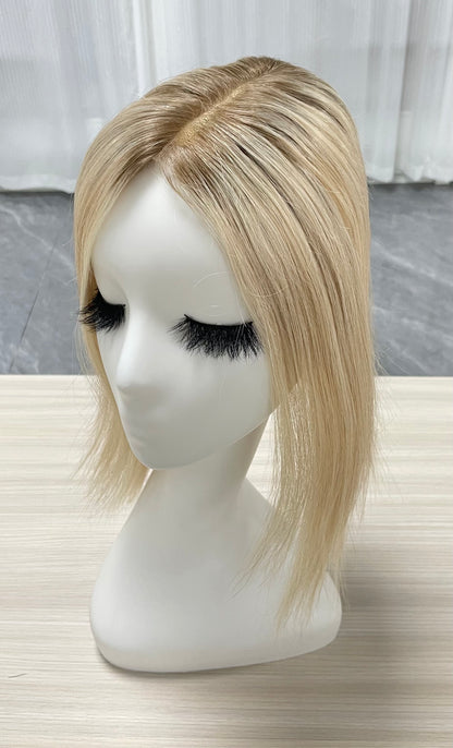 Lace Hair Line Topper 12" #16/60 Blonde TENLON-AA Human Hair Topper 80% Density For Thinning Crown