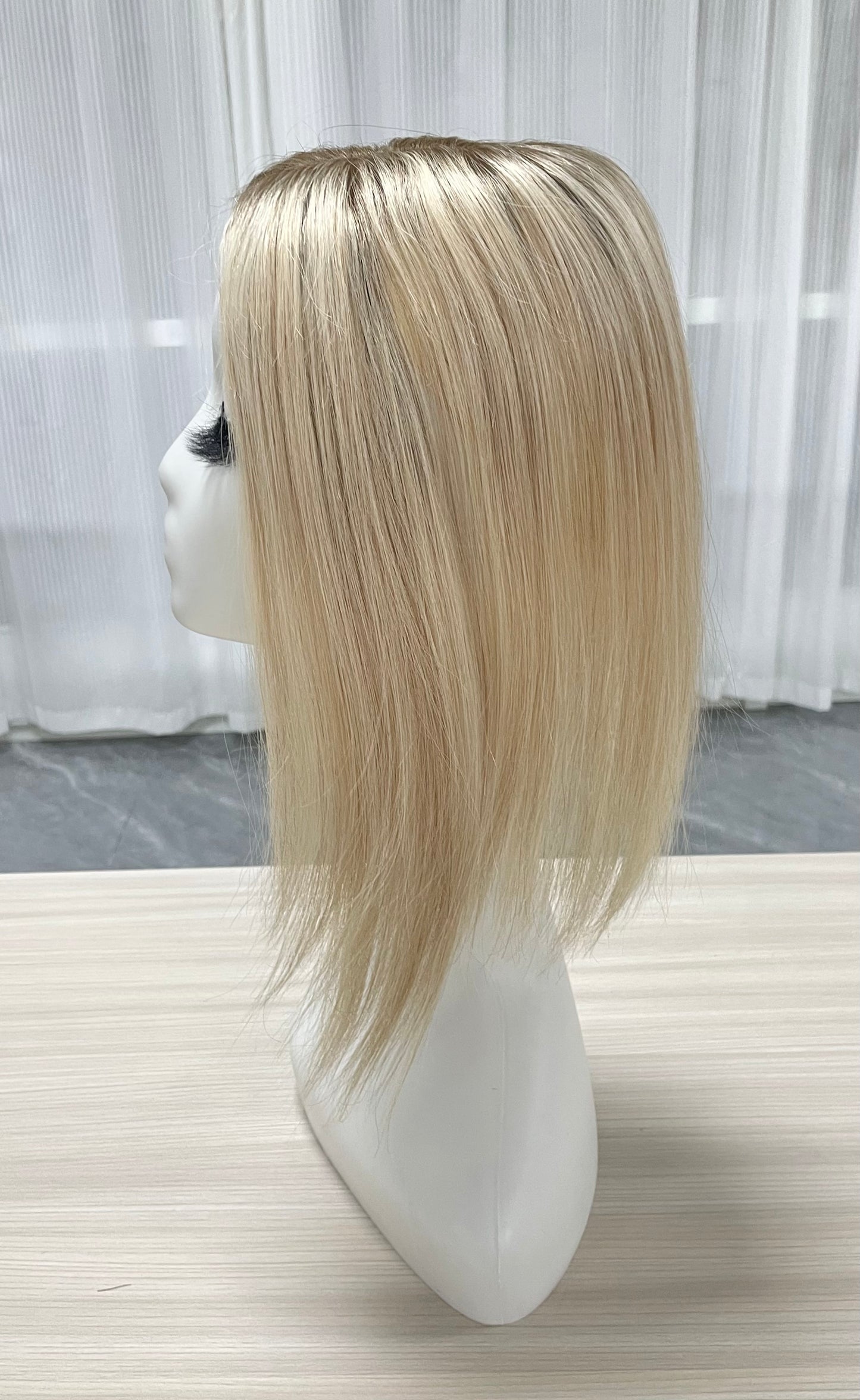 Lace Hair Line Topper 12" #16/60 Blonde TENLON-AA Human Hair Topper 80% Density For Thinning Crown