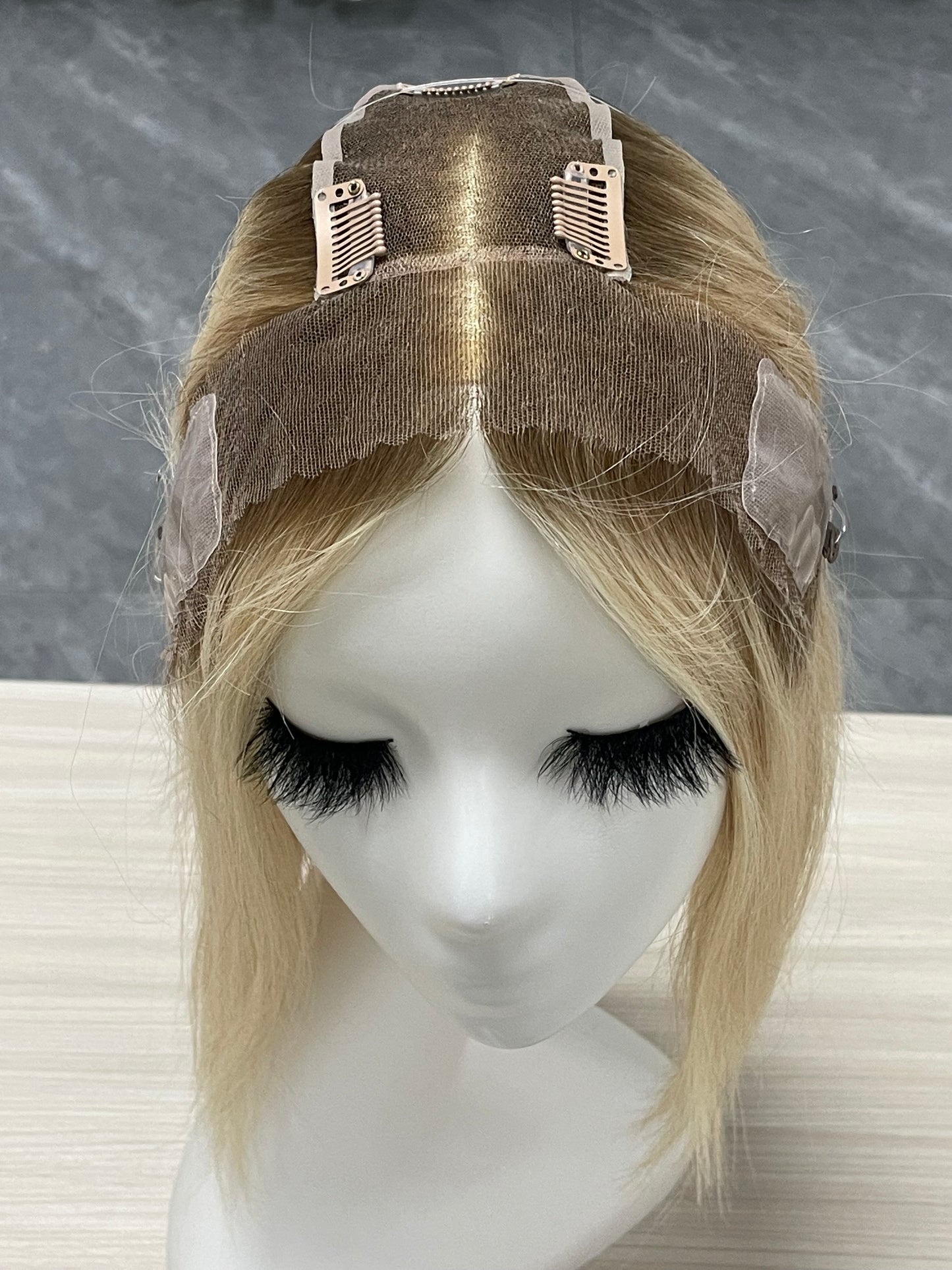 Lace Hair Line Topper 12" #16/60 Blonde TENLON-AA Human Hair Topper 80% Density For Thinning Crown