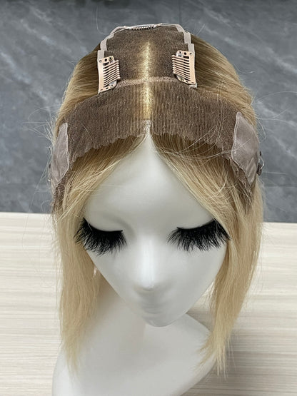 Lace Hair Line Topper 12" #16/60 Blonde TENLON-AA Human Hair Topper 80% Density For Thinning Crown