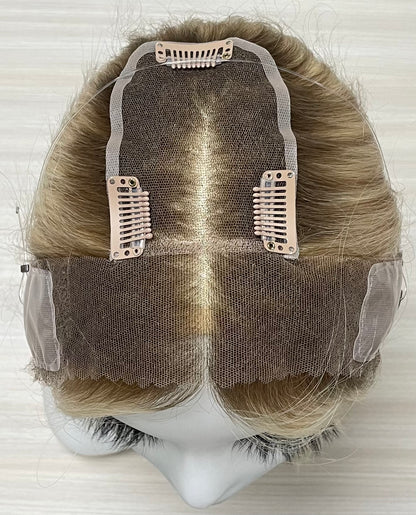 Lace Hair Line Topper 12" #16/60 Blonde TENLON-AA Human Hair Topper 80% Density For Thinning Crown