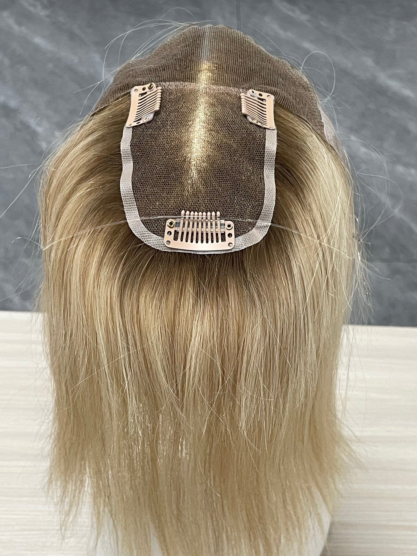 Lace Hair Line Topper 12" #16/60 Blonde TENLON-AA Human Hair Topper 80% Density For Thinning Crown