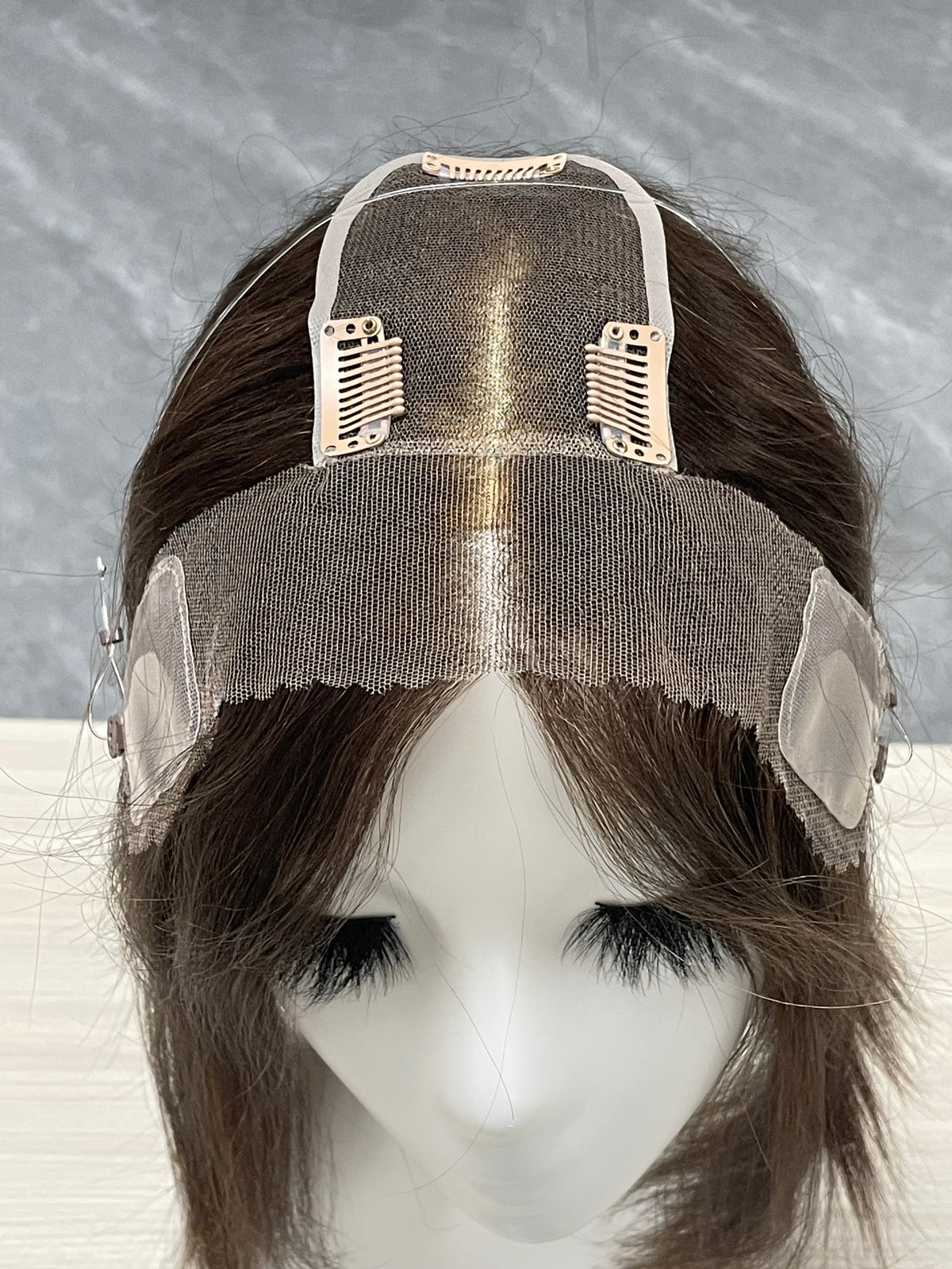 Lace Hair Line Topper  12" #4 Brown Human Hair TENLON-AA 80% Density Clip In For Thinning Crown