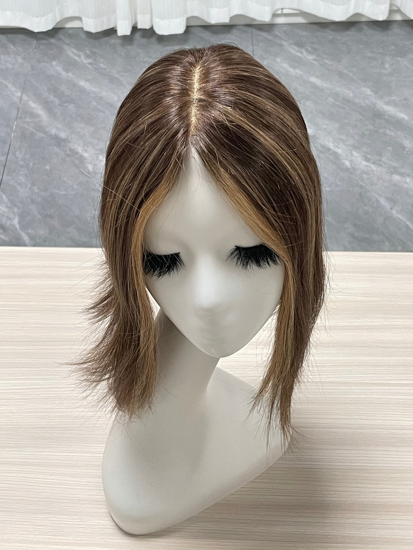 Hot Selling Lace Hair Line Topper 12"#6/27 TENLON-AA 80% Density Human Hair For Women