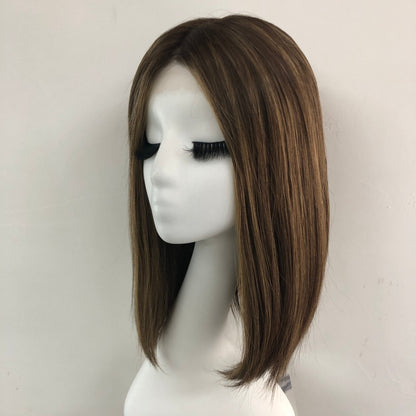 BAOLING 5x5" Mono Top Wig Weft Back With PU Edge In The Front And Raw Cutucle Hair For Women