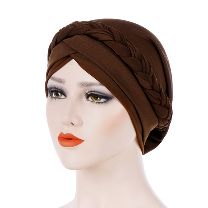 Muslim Turbans African Soft Headwrap Pleated Braid Headscarf  Beanie Doughnut Hat Headwraps Knotted Pullover Turban for Ladies