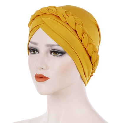 Muslim Turbans African Soft Headwrap Pleated Braid Headscarf  Beanie Doughnut Hat Headwraps Knotted Pullover Turban for Ladies