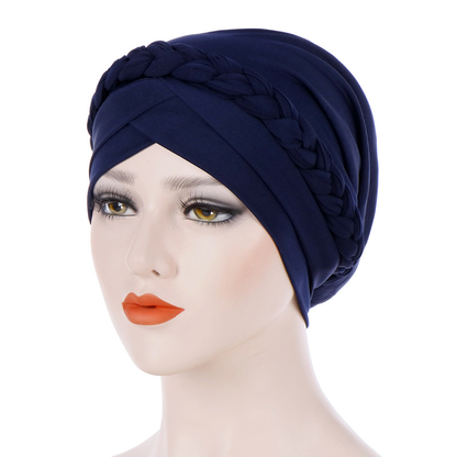 Muslim Turbans African Soft Headwrap Pleated Braid Headscarf  Beanie Doughnut Hat Headwraps Knotted Pullover Turban for Ladies